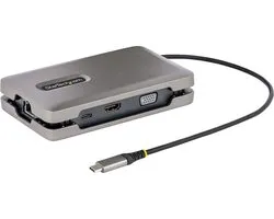 StarTech.com Adaptateur Multiport USB C - Station d'Accueil USB C avec Sortie Vidéo USB-C DP Alt Mode/4K HDMI 2.0/VGA - Hub/Dock USB C Double Écran, 100W PD Pass-Through (DKM31C3HVCPD)