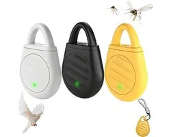 Ultrasoon Muggenverjager Draagbaar - 3 stuks - USB Oplaadbaar, Elektronisch Insecten & Vogels Afweermiddel - met Karabijnhaak - Buiten Gebruik