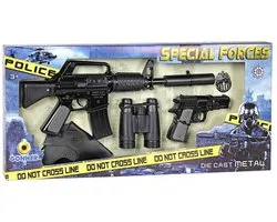 Gonher Special Forces wapen set, Revolver en Machinegeweer Metaal 8 schot + acc