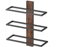 TopChoice® Casier à vin mural - Support pour bouteilles de vin - Étagère suspendue - pour 3 bouteilles - Noir