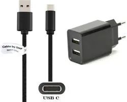 OneOne 2.1A lader met 2 poorten + 1,5m standaard USB C kabel. Oplader adapter past op Soundcore (Anker) Liberty 3 Pro, Mini 3, Mini 3 Pro, Life A3i, Life Note, Life P2 Mini , Motion X600 (A3130)