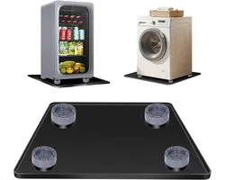 Siliconen koelkastmat - koelkastmatten - met 4 antislipvoetjes - 61 x 61 cm - Mini lekbak voor koelkast - Mat voor onder de koelkast - Beschermmat voor tapijt/vloer - Geschikt voor wasmachines en koelkasten - Zwart