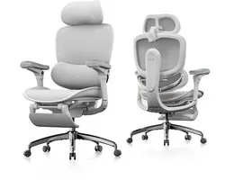 Chaise de bureau ergonomique SIHOO Doro C300 V2 - Repose-pieds - Double soutien lombaire dynamique - Accoudoirs coordonnés 8D - Réglable pour le travail et le gaming - Blanc