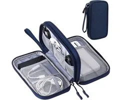 1 stuk - Kleine waterdichte kabeltas - Reiskabelorganizer - Draagbare tas met dubbele laag - Alles-in-één reistas - Waterdicht - Blauw - Voor telefoonaccessoires, USB-oplaadkabels, powerbanks - Ideaal voor vakantie, zakenreis, reizen of kantoor