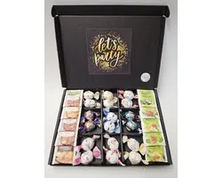 Chocolade Ballen - Thee Proeverij Pakket Groot | Mystery Card 'Let's Party' met persoonlijke (video)boodschap | Chocolade-Theepakket | Feestdagen box | Chocolade cadeau | Valentijnsdag | Verjaardag | Moederdag | Vaderdag