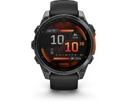 Garmin fēnix 8 - 47 mm - Montre intelligente multisport AMOLED - Plus de 100 applications sportives - Lampe de poche LED - Microphone et haut-parleur - Étanche 10 ATM - Batterie jusqu'à 16 jours - Gris foncé/noir