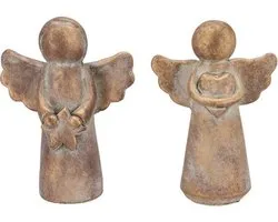 Daan Kromhout – Engel – Hart en Ster – Set van 2 – Beton – Beelden – Robuust Goudkleur – 11x6x17cm