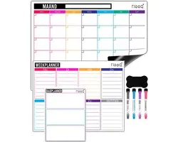 FLOOQ Magnetische Maandplanner Weekplanner 2024 en Boodschappenlijst - Complete set - Planbord - Familieplanner - Dagplanner - To Do Planner - Inclusief Markers & wisser