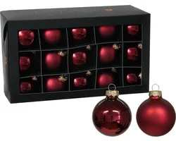 Othmar Decorations kerstballen - 30x - donkerrood - glas - 57 mm - glans/mat