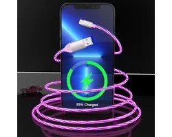 Câble de chargement iPhone éclairé par LED - 2 mètres - Charge rapide 3A - Certifié MFi - Chargeur USB éclairé par LED mobile - Universel adapté à tous les appareils Apple avec Porto Lightning - Pour iPhone / iPad / AirPods - Wit