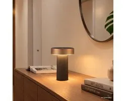 BRILONER Poga - Lampe de table rechargeable - dimmable - éclairage extérieur solaire - lumière blanc chaud - Ø16 cm - anthracite bronze métallique