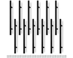 Bwintech 12 Pcs 250MM (160MM Gat Center) Mat Zwart Kast Pull Handgrepen Keuken T Bar Handgrepen, Roestvrij staal - ShopVlot