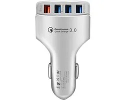 DrPhone QC5 Pro - 4 Poorten USB Lader - 12V/24V - Qualcomm 3.0 - 4 Poorten Auto lader – Auto Oplader - Voor Tablets / Smartphones - Wit