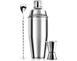Cocktailset 24oz Cocktail Shaker Sapmixer Martini Shaker Chill Drankjes Snel 3-delige Barman Kit Drink Shaker Bar Gereedschap Set met Maatjigger Menglepel Ingebouwde Barman Zeef