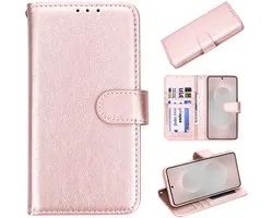 Étui Casemania Adapté pour Samsung Galaxy S26 Plus - Rosegoud - Luxe Portemonnee Book Case en Cuir Artificiel avec Porte-Cartes et Fonction Support