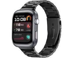 Strap-it Smartwatch bandje metaal - stalen band met vlindersluiting - geschikt voor de Huawei Watch D2 (zwart)