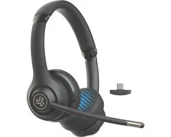 JLab Go Work Casque Avec fil &sans fil Arceau Appels/Musique USB Type-C Bluetooth Noir, Bleu