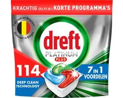 Dreft Platinum Plus All In One Vaatwasmiddel - Deep Clean Fresh Herbal Breeze - Voordeelverpakking 114 Vaatwastabletten