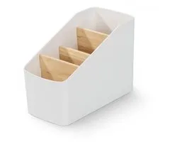 Afstandsbediening Houder - Bureaublad-Organizer - Caddy Box met 4 Compartimenten - Duurzaam ABS-Kunststof/Hout - Verwijderbare Scheidingswand - Eenvoudig en Elegant Ontwerp - Opbergdoos