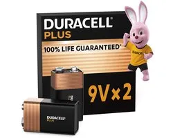 Duracell Plus Alkaline 9V batterijen - 2 stuks