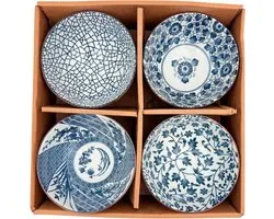 Services de table de 4 bols au design japonais - Plats en céramique - Bols pour riz, sauce, yaourt, etc.