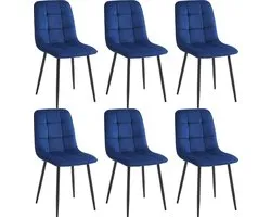Colenis - Ela Eetkamerstoel - Set Van 6 - Blauw - Velvet - Design