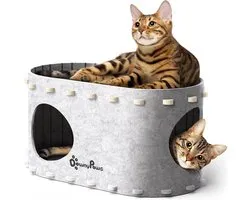 SnelShoppen - Felt Cat House - DownyPaws Cat Bed 58 x 33 x 30 cm - Winterproof Cat Cave - Speel- en Slaapplaats voor Katten - Bescherming voor Kattenn