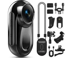 Mini bodycamera 1080P, 512 GB duimformaat vlogcamera voor handsfree opnemen, draagbare actiecamera met 360° draaibare clip en magnetische clip, draagbare videorecorder voor reizen/motorrijden - zwart (SD-kaart niet inbegrepen)