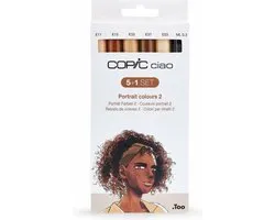 Copic Ciao Coffret 5+1 Set Portrait Colours 2 6 pièces Pointe biseautée/pinceau Multicolore