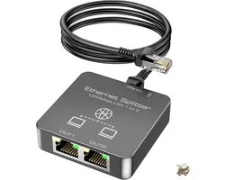 Ethernet Splitter 1 naar 2 Poorten - RJ45 LAN 1000Mbps - Gigabit Netwerk Adapter - Internet Verdeler Switch - Cat 8 7 6 5e 5 Compatibel - TV Box Gaming PC Computer - PS5 PS4 Xbox Laptop Router