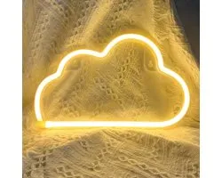 Daity Cloud Neon Light, LED Cloud Neon Light voor wanddecoratie, op batterijen of USB werkende wolkdecoratie als decoratieve wandlamp (warm geel) - Batterijen niet inbegrepen