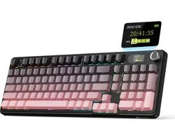 ATTACK SHARK X98PRO - Draadloze Mechanisch Gaming Toetsenbord - Side Printed PBT Keycaps - TFT Scherm - Multifunctionele Draaiknop - Wired/2.4G/Bluetooth Tri-Mode - Gasket Mod - 98keys - Blackberry