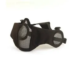 Opvouwbaar airsoft mesh masker, nylon militair tactisch halfgelaatsmasker met oorbescherming, verstelbare beschermende onderbescherming voor jagen, paintballen en schieten.
