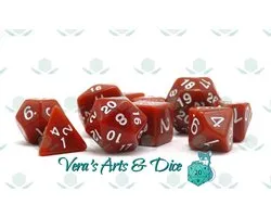 10 Piece Desert Rock | Polyset Dice Plus | Dobbelstenen - Set Van 10 Stuks (extra D10, D24, D30) - Bruin en Witte Cijfers | Polydice | D&D Rollenspellen | Dobbelstenen Dungeons and Dragons | Zwarte Velvet Dice Bag