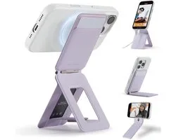 MOFT Tripod Wallet - Kaarthouder & Uitklapbare Standaard 20CM - Compatibel met MagSafe - MOVAS Vegan Leer - Magnetische Portemonnee 2 Pasjes - Paars