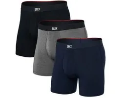 Boxers SAXX pour hommes avec technologie Stop Drop - Vibe Xtra Soft Comfort - Pack de 3 - Noir / Gris / Marine - Taille L