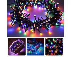Cheqo® Kerstverlichting - Kerstboomverlichting - Kerstlampjes - 200 LED - 4M - Voor Binnen en Buiten - Timer - Veelkleurig - 8 Lichtfuncties - Op Batterijen - Multicolor - Gekleurde Kerstverlichting - Sfeerverlichting - Feestverlichting