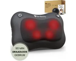 BrellaVio Draadloos Massagekussen + Massagebal - Massage Apparaat met Infrarood Warmte - Verstelbare Stoelbevestiging - Elektrisch Nekmassage Apparaat voor Nek - Schouder - Rug - Voeten - Shiatsu Massage Apparaten