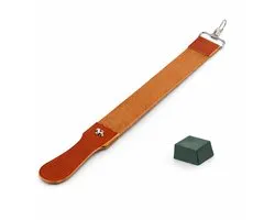 S&D | Scheerriem + Compound - 50.2 x 5.2 CM - clip - Rund leder - Lederen strop - Slijpen van scheermes
