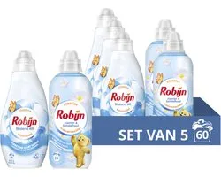Robijn Perfect Match Wasmiddel en Wasverzachter Pakket - Stralend Wit + Jasmijn & Sandelhout - voor langdurige witbescherming - set van 5 (60 wasbeurten)