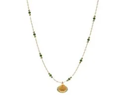 Elysian - Dames Ketting Goudkleurig - Green Shell Halsketting - 18K Goud verguld Roestvrij Staal - Hypoallergeen - 45 + 5cm