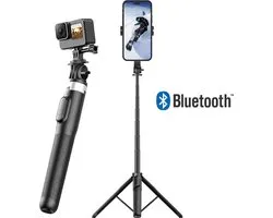 BLANC SQUARE® Selfie stick - Camera Statief - Tripod 162cm - Telefoon Statief - Geschikt voor GoPro, Samsung, iPhone - Geïntegreerde Bluetooth Bediening