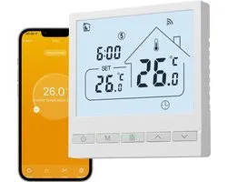 ShopGlobe - Thermostat Intelligent - Thermostat pour chauffage central - Écran tactile - WiFi - Pour Mobile