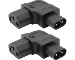 2-Pack C13 naar C8 Voedingsadapter Hoekmodel - Stroomomvormer voor Elektronica