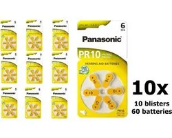 60 Stuks (10 Blister a 6st) Panasonic 10 MF Gehoorapparaat batterijen