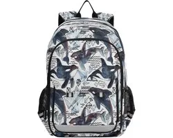 Watercolor Killer Whale Backpack School Bag Lightweight Laptop Backpack Student Travel Daypack Ocean Sea Whales with Reflective Stripes, Multicolor