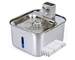 Viervoeter Aqua Pro - Draadloze Drinkfontein RVS - Sensor Waterfontein voor Kat en Hond - Inclusief 4 filters - 3L - 30d batterijduur - Fluisterstil