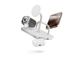 Zens 4 in 1 Wireless Charger 4× Qi2 15 W USB-C 60 W MagSafe draadloze lader iPhone Wit