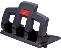 Rapid Supreme Press Less 4-gaats Perforator SP34 - Perforeeert Tot 30  Vel - Voor Mappen En Ringbanden - Zwart/Grijs