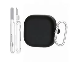 Telestore - hoesje geschikt voor Samsung Galaxy Buds 4 / 4 pro soft case cover - zwart - TPU hoesje Beschermhoes - Samsung Galaxy Buds 4 / 4 Pro Cover - Buds4 hoesje - gel hoesje met sleutelhanger + Oordopjes schoonmaak set